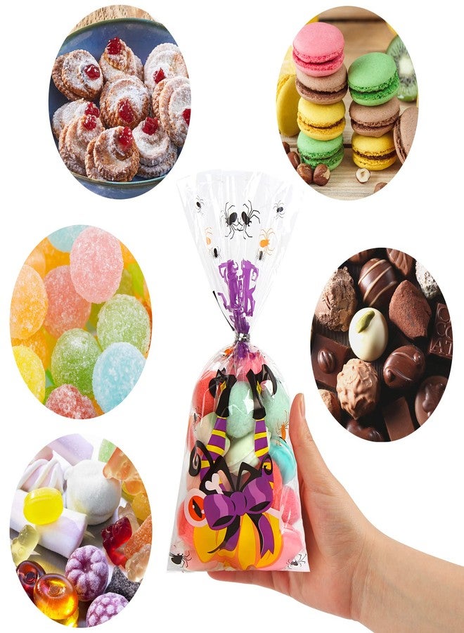 DIYASY 180 Pack Halloween Cellophane Treat Bags, Plastic Goodie Candy Bag for Kids Clear Goody Snack Bags Bulk Party Favors with 210 Twist Ties - Image 5